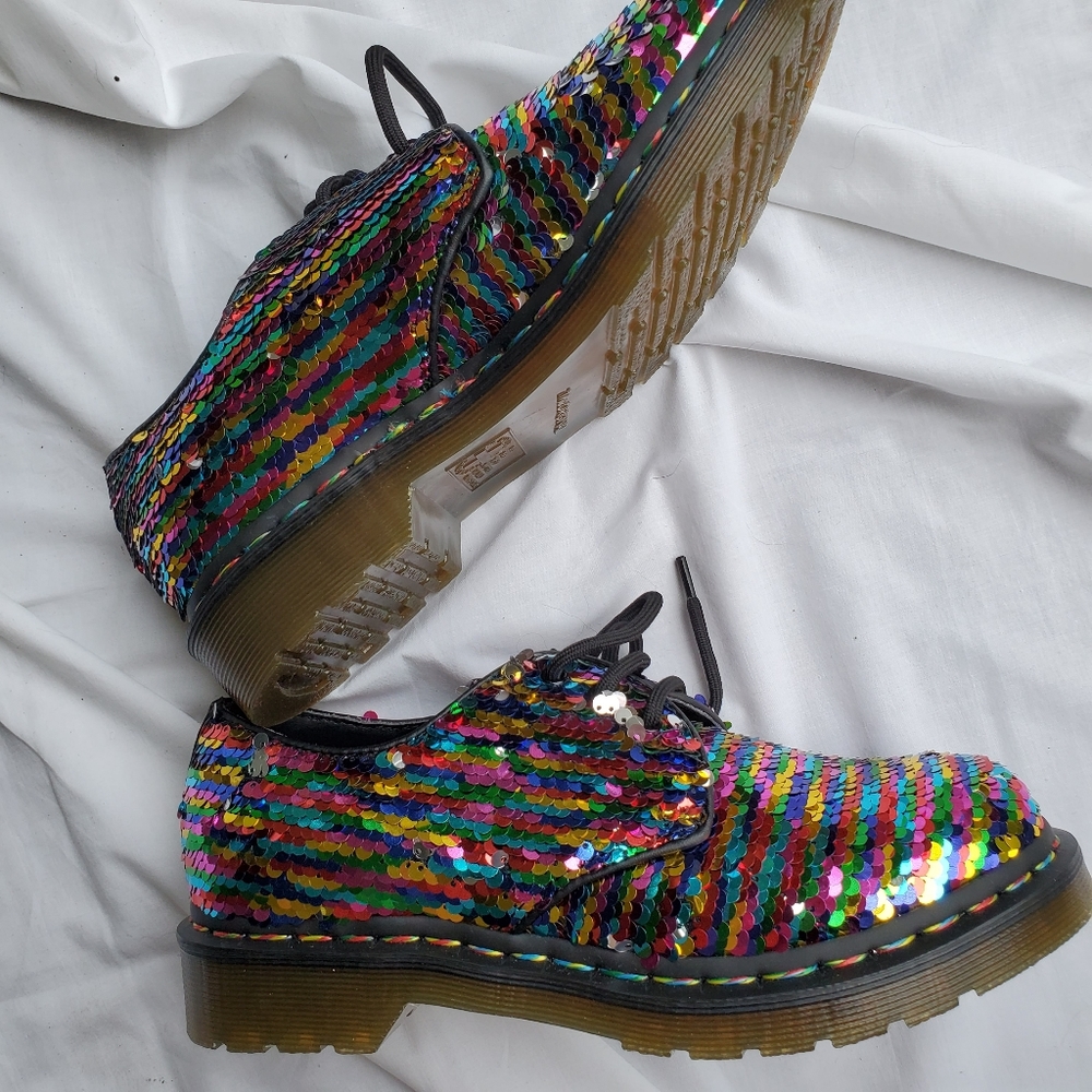 ποΈ Dr Martens 1461 Rainbow Sequins Oxford shoes 7 - Picture 4 of 16
